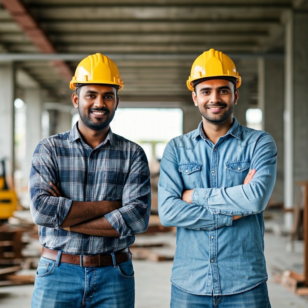 Professional construction team at work
